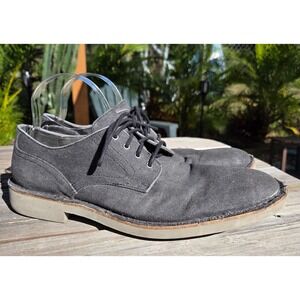 John Varvatos‎ Men's Gray Canvas Casual Oxford Dress Shoes Acid Wash 10.5 Italy